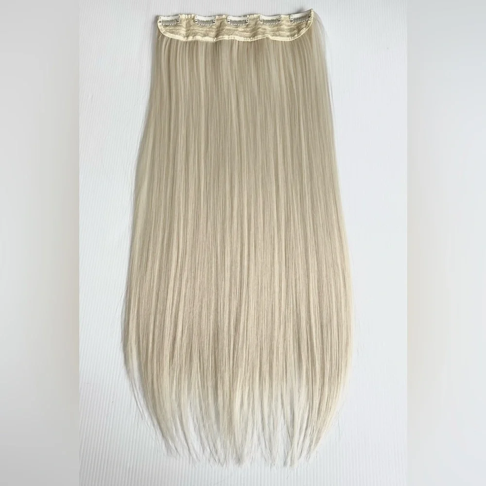 24” One-Piece Clip-In Hair Extension Platinum Blonde Straight Hair Natural look